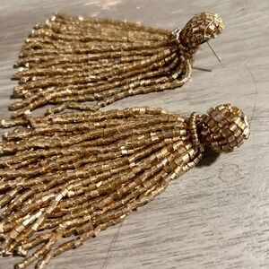 Vintage Gold Beaded Tassel Earrings